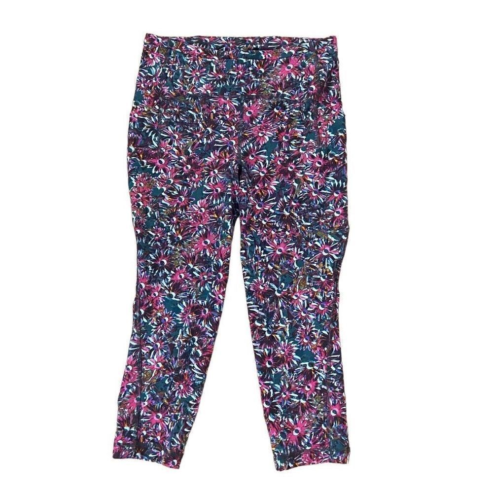 Lululemon Swift Speed High-Rise Crop Leggings Floral Electric Multi Pink Teal 8